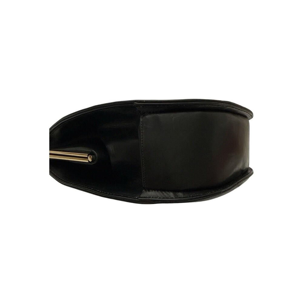 Vintage 1950s Escort Bag Black Leather Frame Handbag Mirror Coin Purse MCM - Picture 8 of 14